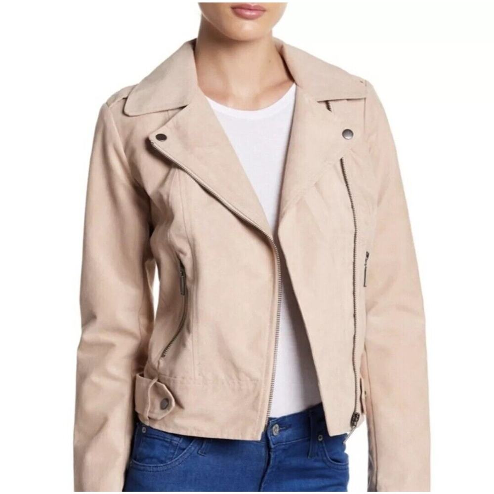 Women’s Small Moto Crop Jacket Tan Summer Vegan Suede Zip Cowgirl Free Press